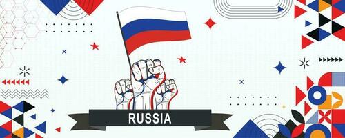 RUSSIA  flag independence day geometric Country web banner. corporate abstract background design with flag theme. Country Vector Illustration