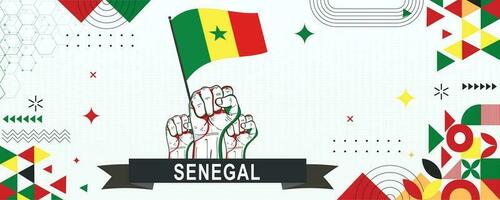 SENEGAL  flag independence day geometric Country web banner. corporate abstract background design with flag theme. Country Vector Illustration