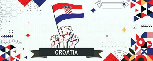 CROATIA  flag independence day geometric Country web banner. corporate abstract background design with flag theme. Country Vector Illustration