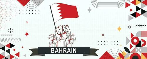 BAHRAIN  flag independence day geometric Country web banner. corporate abstract background design with flag theme. Country Vector Illustration