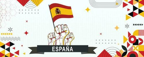 Spain  flag independence day geometric Country web banner. corporate abstract background design with flag theme. Country Vector Illustration