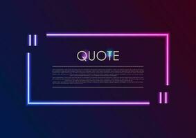 Quote speech bubble abstract laser neon frame background vector