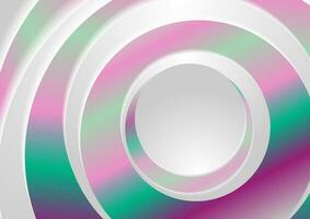 Holographic abstract rings circles geometric background vector