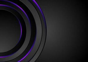 Black circles with ultraviolet neon light background vector