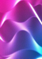 Blue purple neon glowing refracted waves abstract background vector