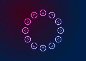 Blue purple neon circles abstract geometric background vector