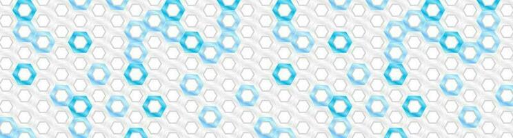 White and blue glossy hexagons tech abstract banner vector