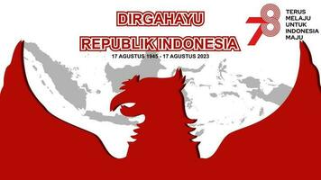 Celebrate 78th Independence day of Indonesia, red white background vector illustration
