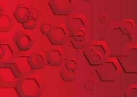 Red tech paper hexagons abstract background vector