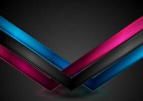 Abstract bright glossy arrows on black background vector