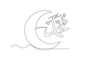 A crescent moon and calligraphy of Muhammad vector