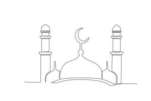 A mosque with a crescent moon design on it vector