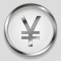 Concept metallic yuan symbol logo button vector