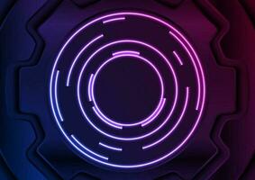 Glowing neon gear abstract technology background vector