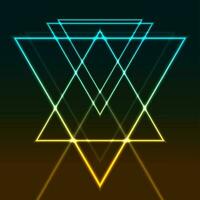 Abstract glowing neon colorful triangles retro background vector