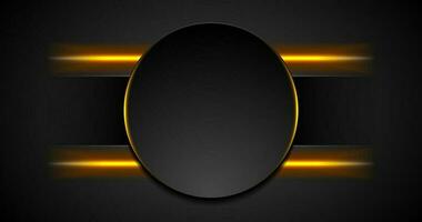 Black tech background with glowing fiery light vector