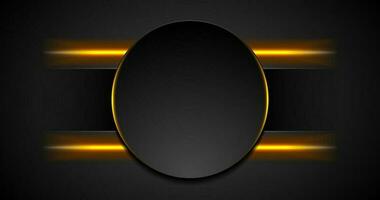 Black tech background with glowing fiery light vector