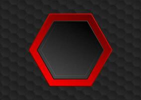 Red black hexagon frame tech geometric design vector