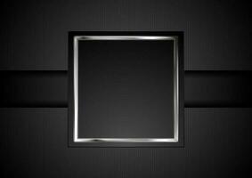 Black technology abstract background with metallic square vector