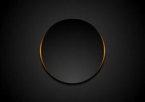 Black circle with orange glowing light abstract background vector