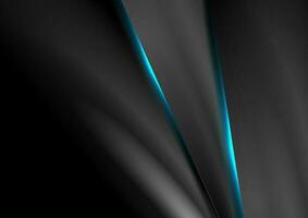 Black abstract smooth background with neon line vector