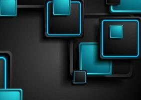 Black and blue neon squares abstract hi-tech background vector