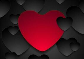 Red and black hearts Valentines Day abstract background vector