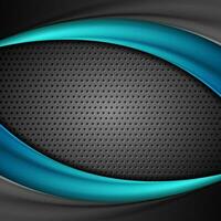 Abstract waves on dark perforated metallic background vector