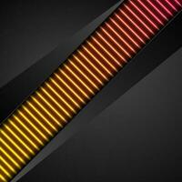 Black abstract background with neon lines texture vector