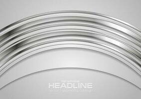 Metal silver arc abstract tech background vector