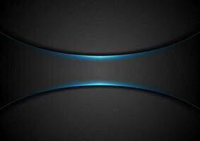 Black abstract tech background with blue glowing light vector