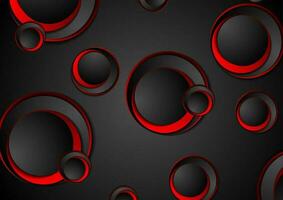 Red and black geometric circles tech background vector