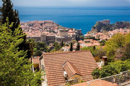 panorámico ver de el techos de el hermosa Dubrovnik ciudad foto