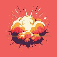 Cartoon dynamite or bomb explosion. Boom clouds and smoke elements. Dangerous explosive detonation. vector