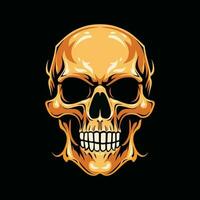 Gold skull illustration on black background vector
