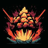 Cartoon dynamite or bomb explosion. Boom clouds and smoke elements. Dangerous explosive detonation. vector