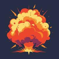 dibujos animados dinamitar o bomba explosión. auge nubes y fumar elementos. peligroso explosivo detonación. vector
