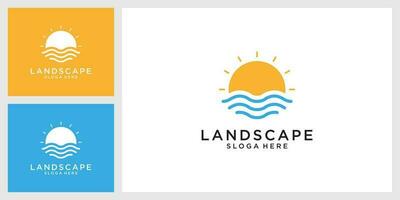 Vector logo design of sunlight in the horizon of the sea