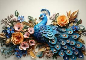 Peacock paper quilling AI Generated photo