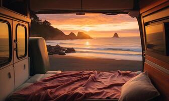 View from inside the camper van. photo