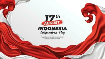 Realistic Red and White Flag in Indonesia Independence Day Background vector