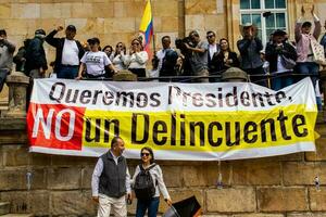 Bogota, Colombia, June 2023, Peaceful protest marches against the government of Gustavo Petro called La Marcha de la Mayoria photo