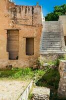 Ruins of the Hadrian Library at the center of the Athens city in Greece photo