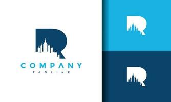 letter R city building logo vector