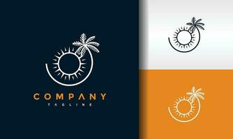 simple coconut sun logo vector