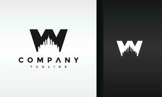 letter W city building logo vector