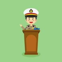 Indonesian Police Character Speak On The Podium vector