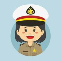 avatar de indonesio policía personaje vector