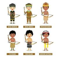 Cartoons of Various Tribes in the World vector