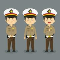 Indonesian Police Character with Various Expression vector